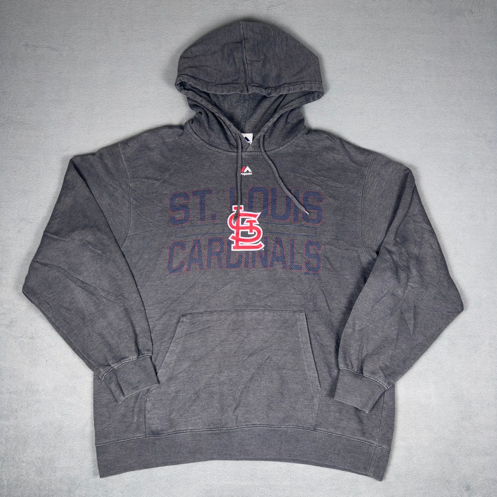 Majestic St Louis Cardinals Hoodie Mens XL Gray MLB Baseball Pullover Sweatshirt